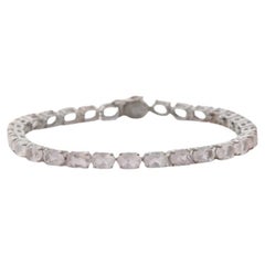 Magnifique bracelet de tennis en quartz rose facetté en argent sterling pour elle