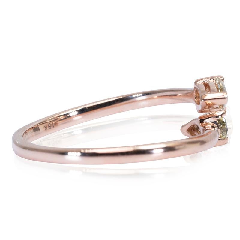 Superbe bague ouverte de couleur fantaisie en or rose 18 carats avec diamants naturels 0,32 carat, certifié AIG Neuf à רמת גן, IL