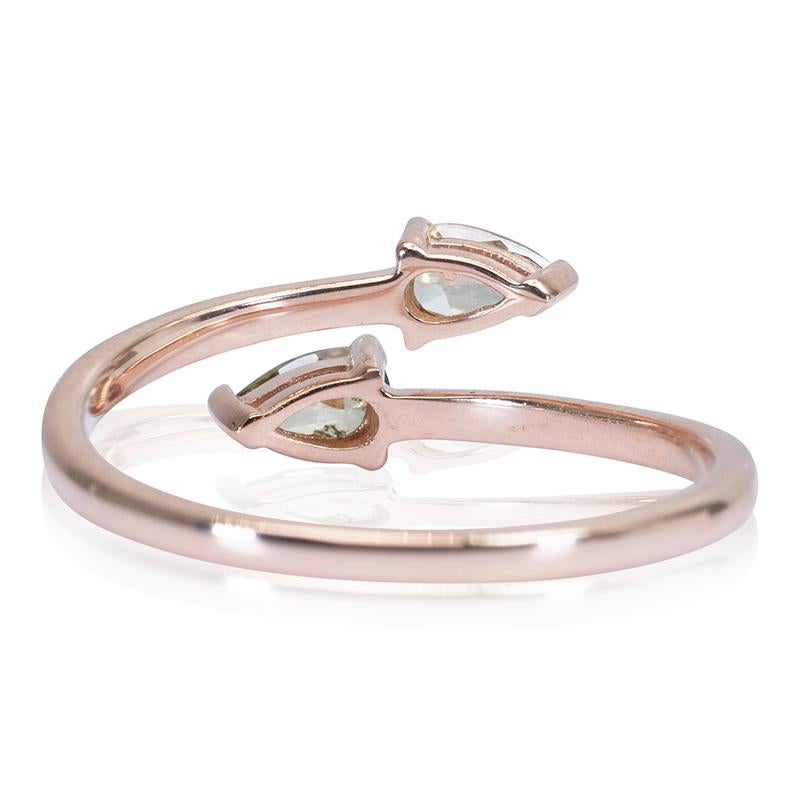  Superbe bague ouverte de couleur fantaisie en or rose 18 carats avec diamants naturels 0,32 carat, certifié AIG Pour femmes 