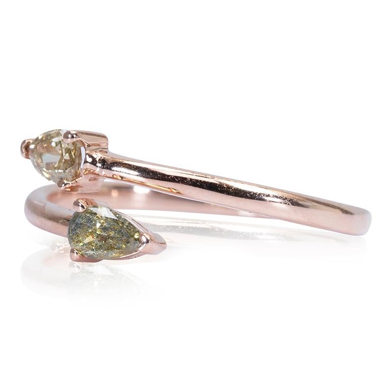Superbe bague ouverte de couleur fantaisie en or rose 18 carats avec diamants naturels 0,32 carat, certifié AIG 2