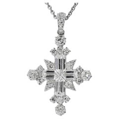 Stunning Fancy White Diamond & Platinum 'Snowflake' Cross.