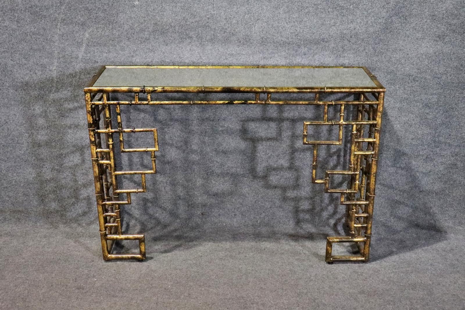 Faux bamboo. Eglomise glass top. 32