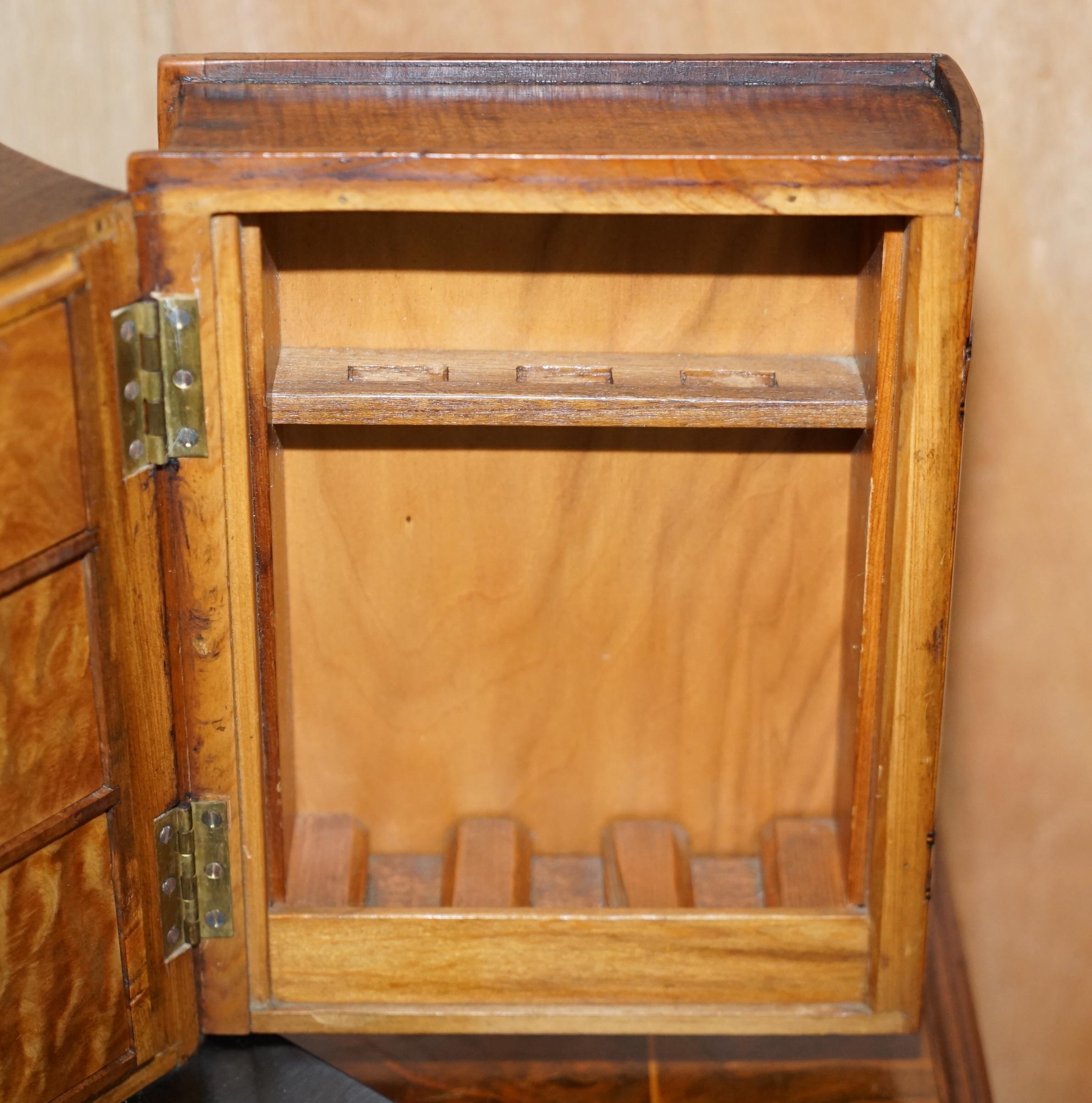 Stunning Faux Books Walnut & Satinwood Smoking Pipe Rack Holder with Drawers For Sale 1