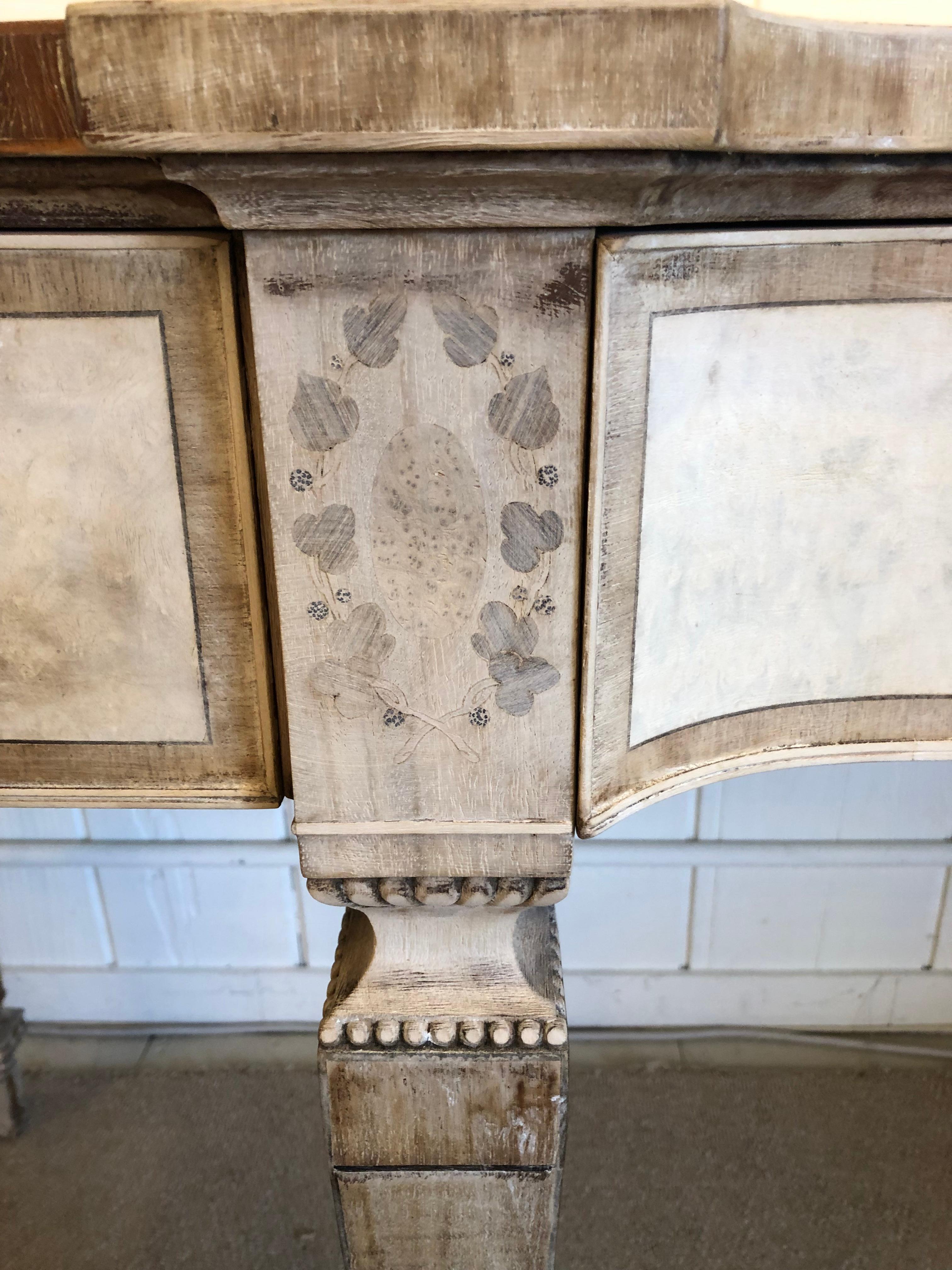Late 20th Century Stunning Faux Painted Long Vintage Console Sideboard