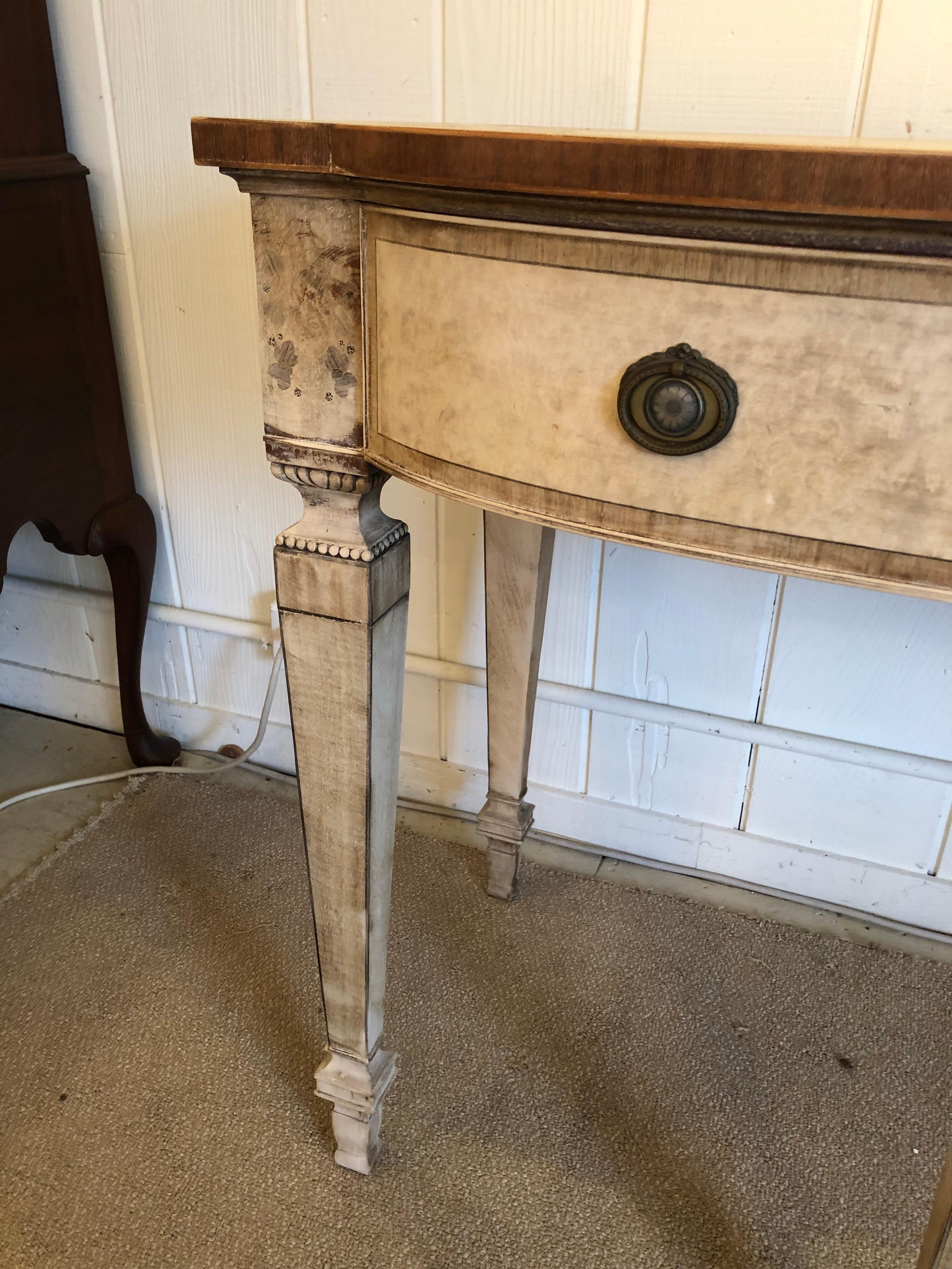 Stunning Faux Painted Long Vintage Console Sideboard For Sale 2