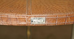 STUNNiNG FENDI CROCODILE / ALLIGATOR BROWN LEATHER PATINA COFFEE COCKTAIL TABLE
