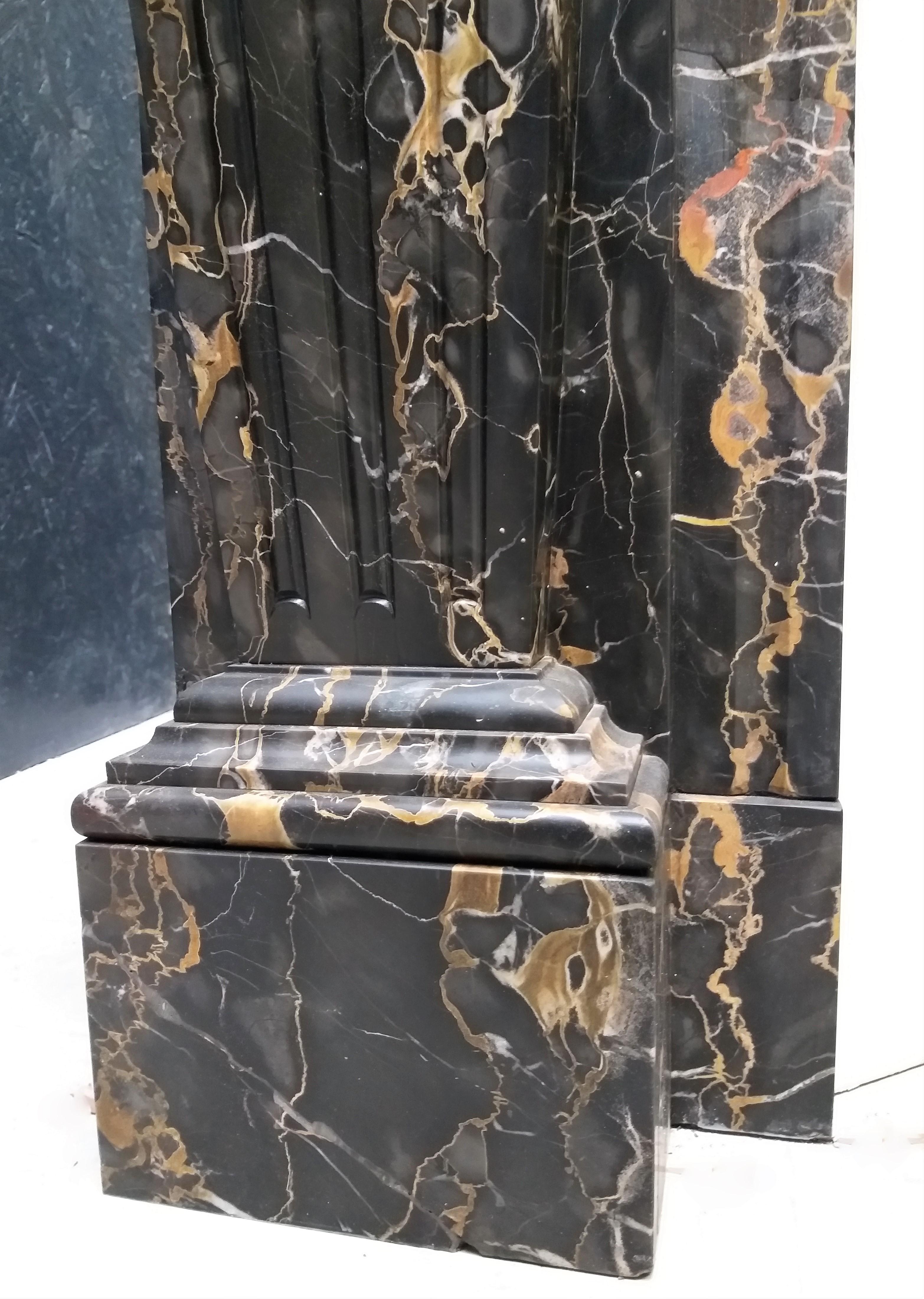 Stunning Fireplace in Distinguished Toned Portoro Marble For Sale 2