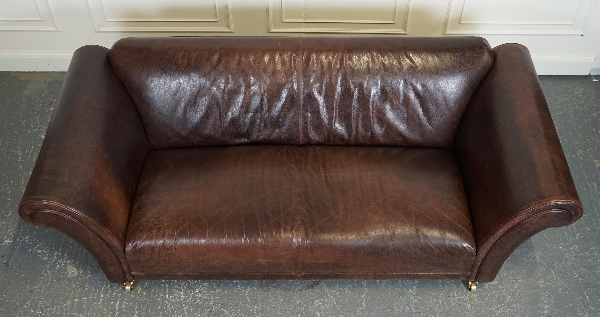 STUNNING FISHPOOLS HERiTAGE BROWN LEATHER 2 TO 3 SEATER SOFA For Sale 3