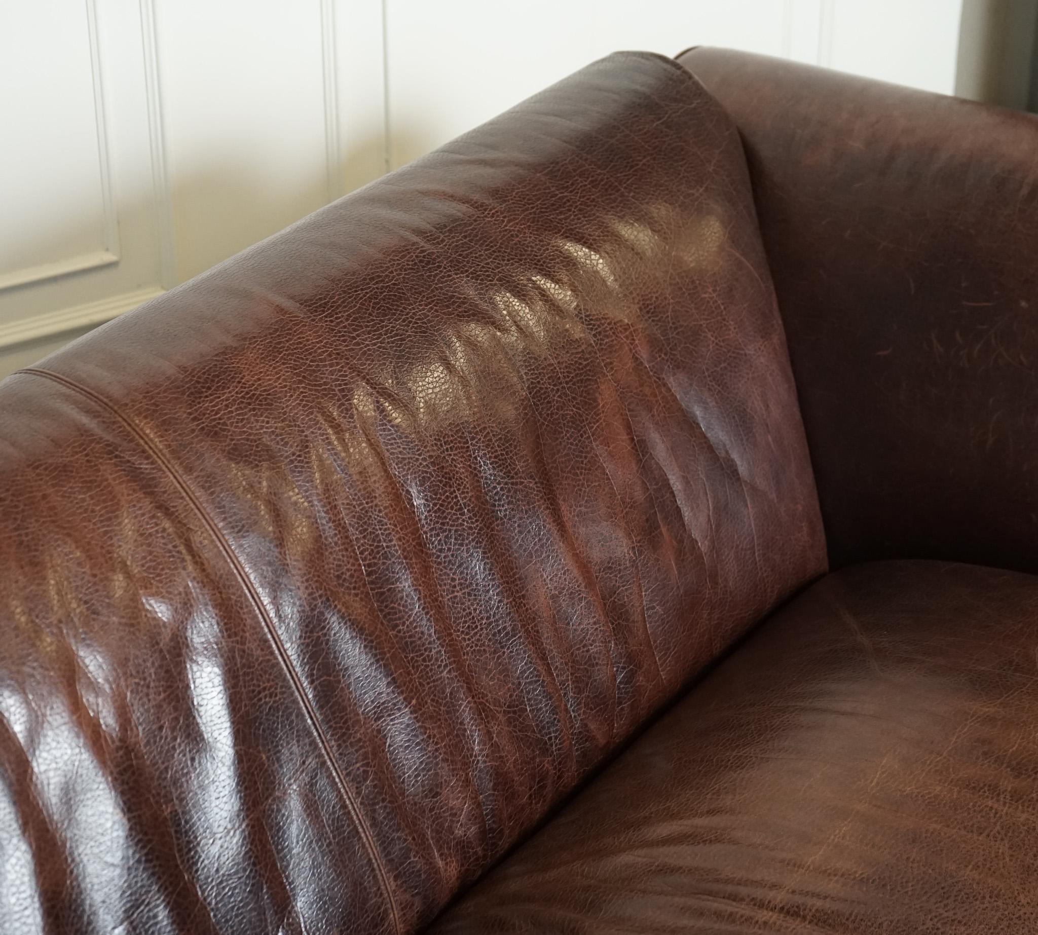 STUNNING FISHPOOLS HERiTAGE BROWN LEATHER 2 TO 3 SEATER SOFA For Sale 4