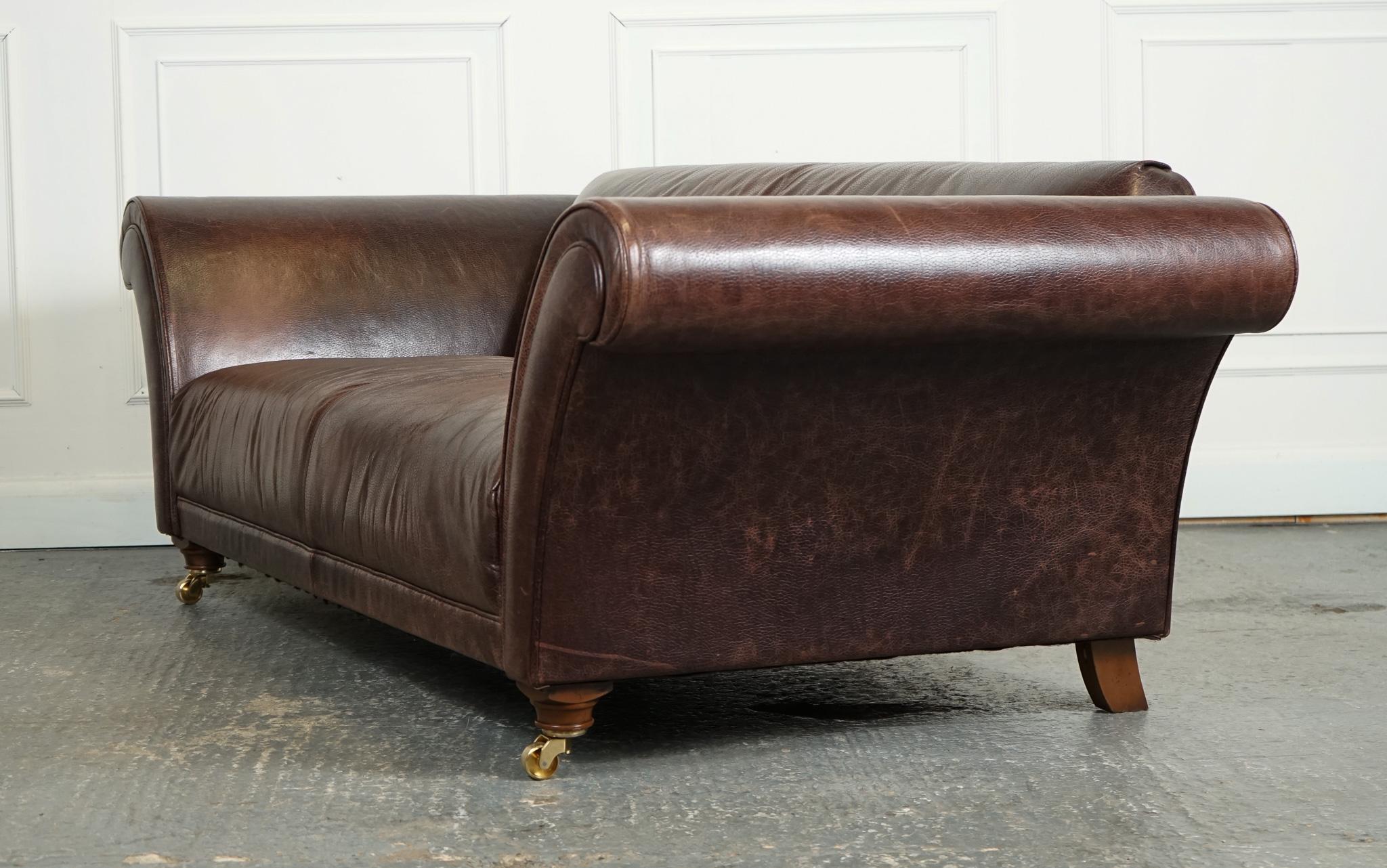 STUNNING FISHPOOLS HERiTAGE BROWN LEATHER 2 TO 3 SEATER SOFA For Sale 8