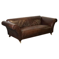 Used STUNNING FISHPOOLS HERiTAGE BROWN LEATHER 2 TO 3 SEATER SOFA