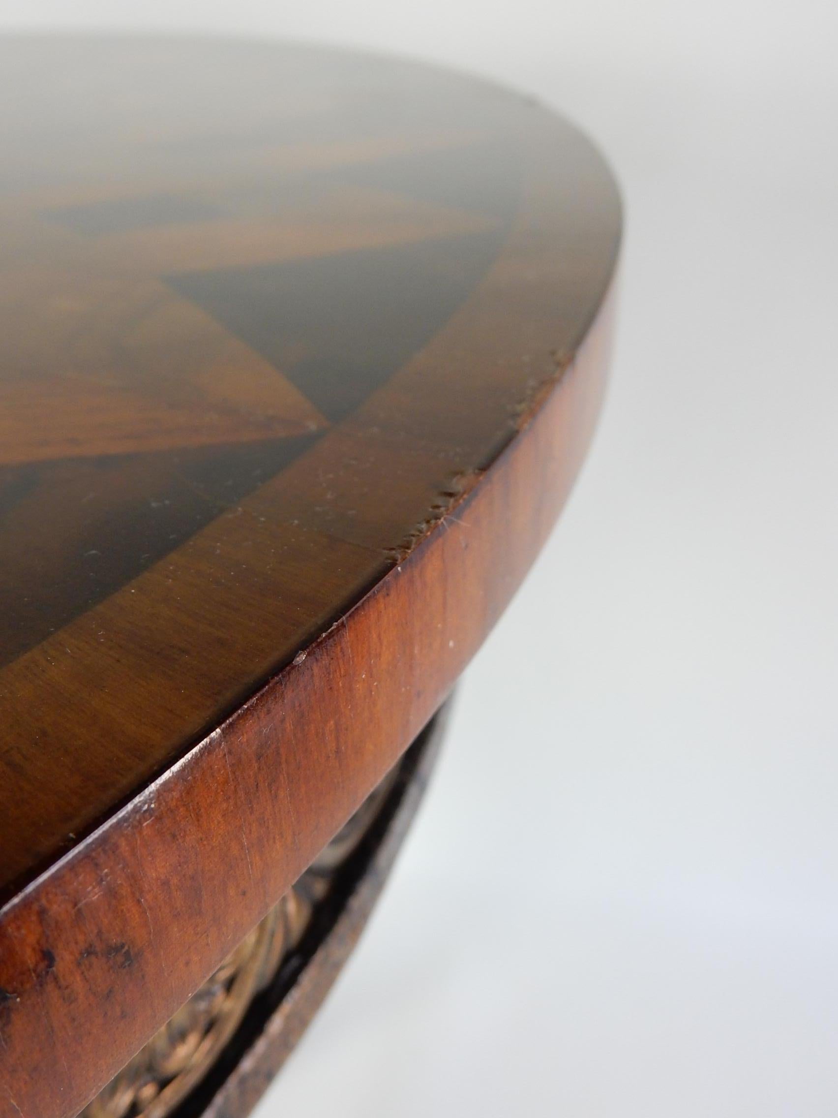 Stunning Flame Mahogany Inlay Gueridon Table For Sale 4