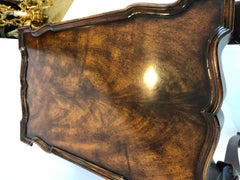 Stunning Flame Mahogany Rectangular Scalloped End or Tea Table with Claw Feet