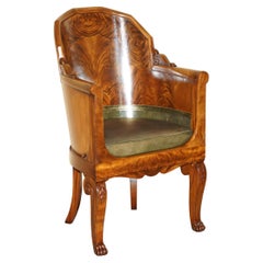 STUNNiNG FLAMED HARDWOOD GREEN LEATHER LORD MARCH GOODWOOD HOUSE ARMCHAIR