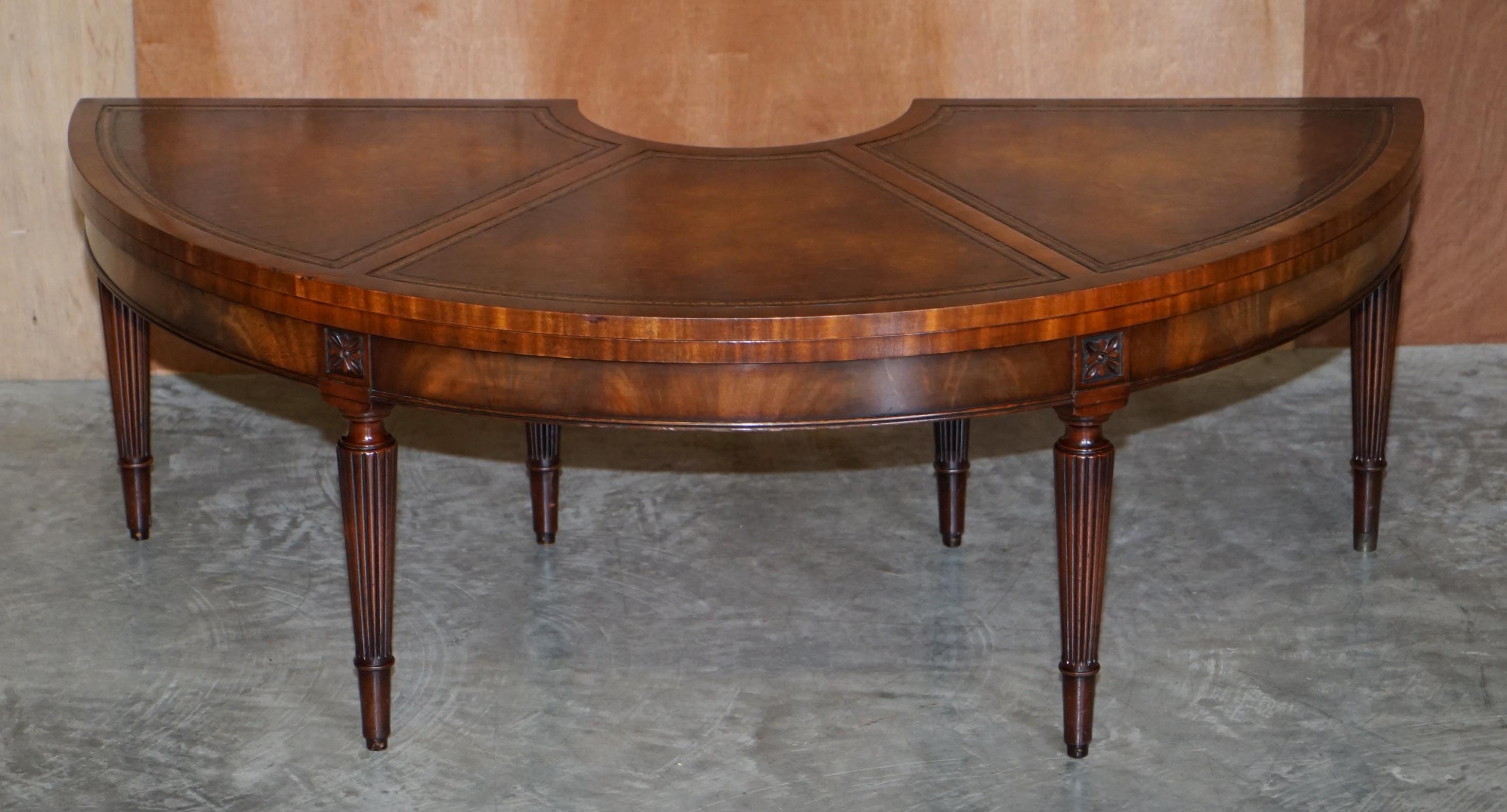 Victorian Stunning Flamed Hardwood Hand Dyed Brown Leather Extending Coffee Table Must See