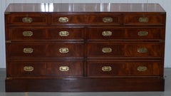 Stunning Flamed Mahogany Antique Military Campaign Sideboard Brass Fittings