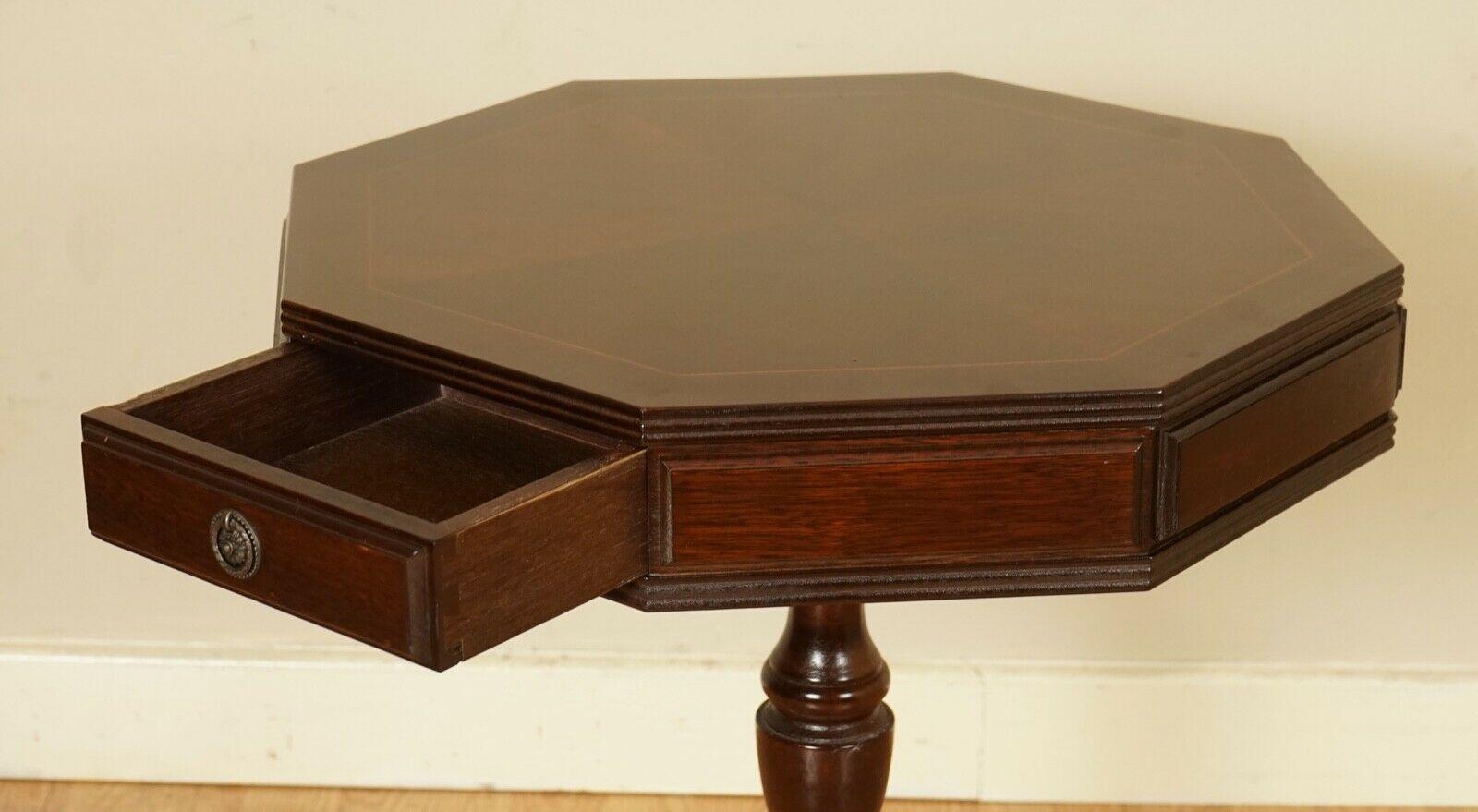 20th Century Stunning Flamed Hardwood  Drum Side Table with Two Drawers