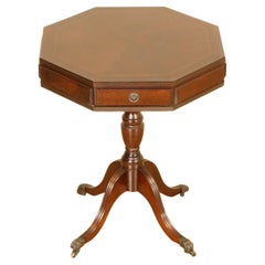 Stunning Flamed Hardwood  Drum Side Table with Two Drawers