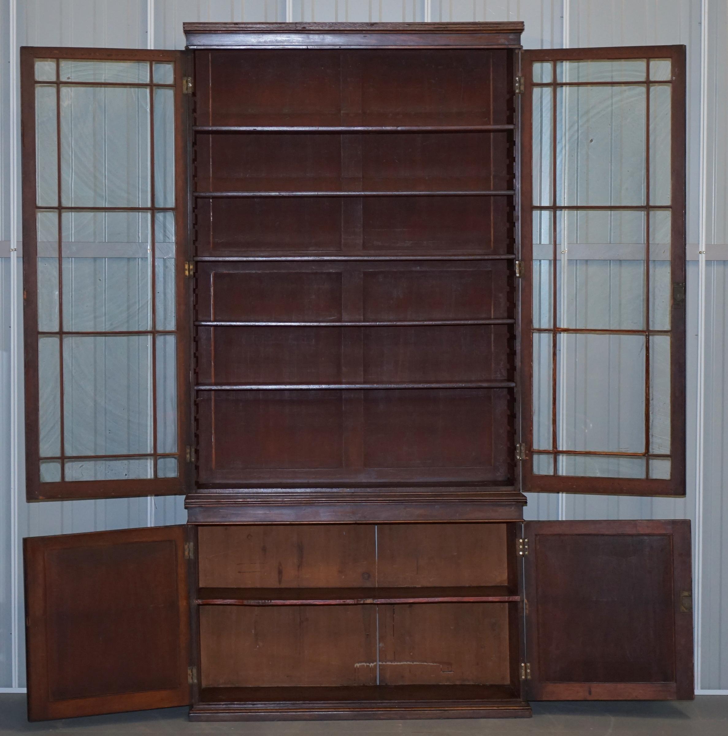 Stunning Flamed Hardwood Large Astral Glazed Early Victorian Library Bookcase 6
