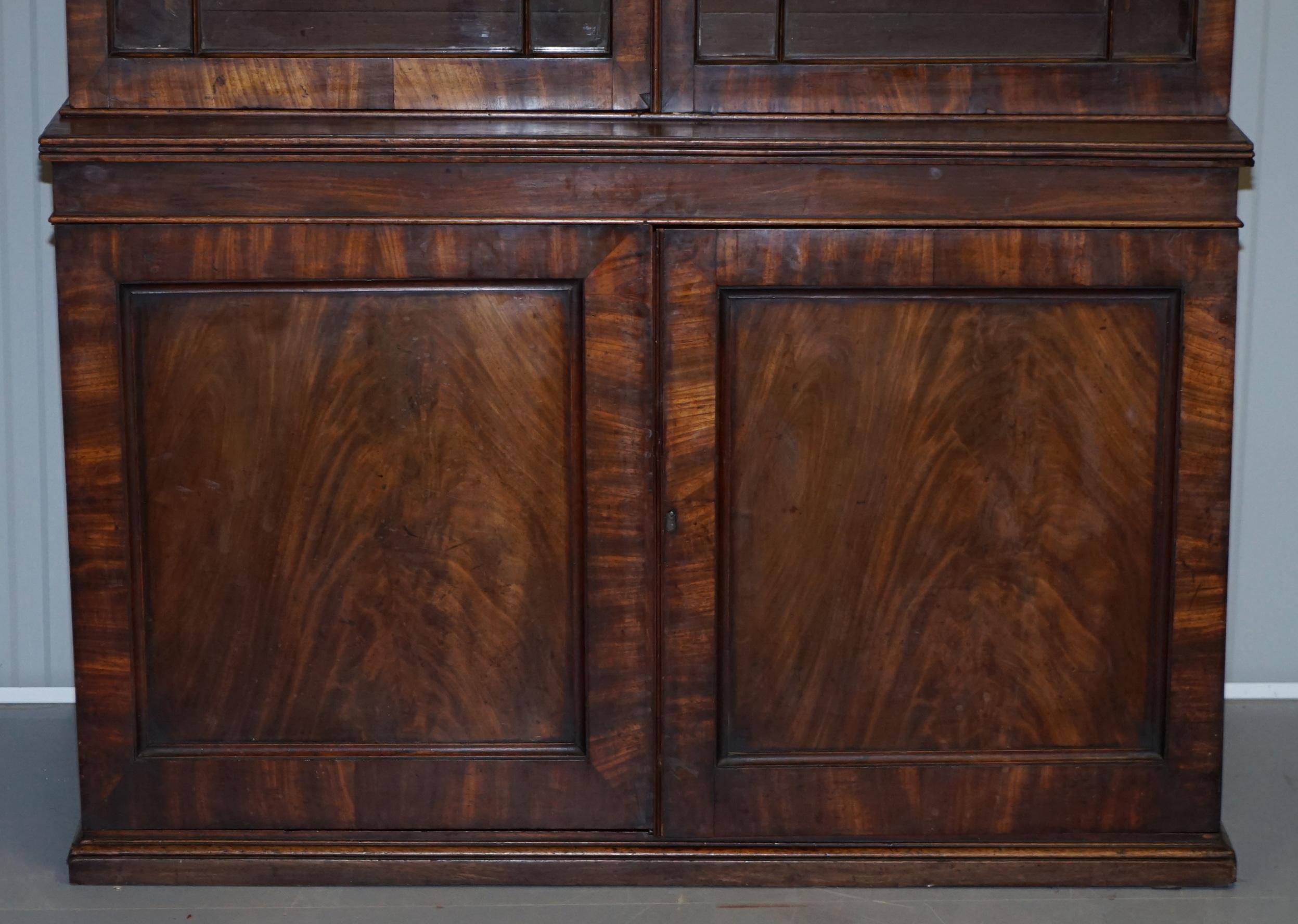 Hand-Crafted Stunning Flamed Hardwood Large Astral Glazed Early Victorian Library Bookcase