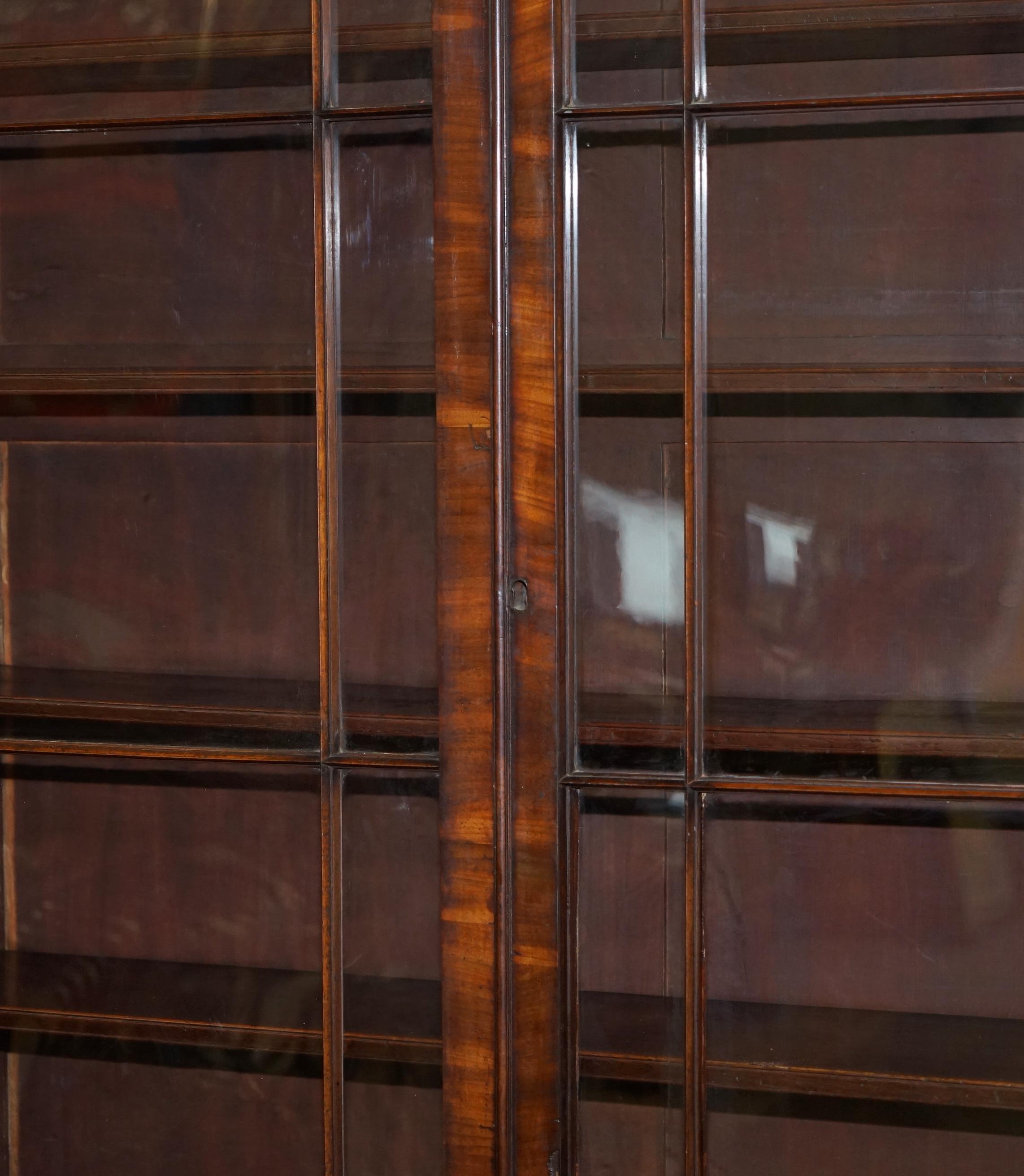 Stunning Flamed Hardwood Large Astral Glazed Early Victorian Library Bookcase 2