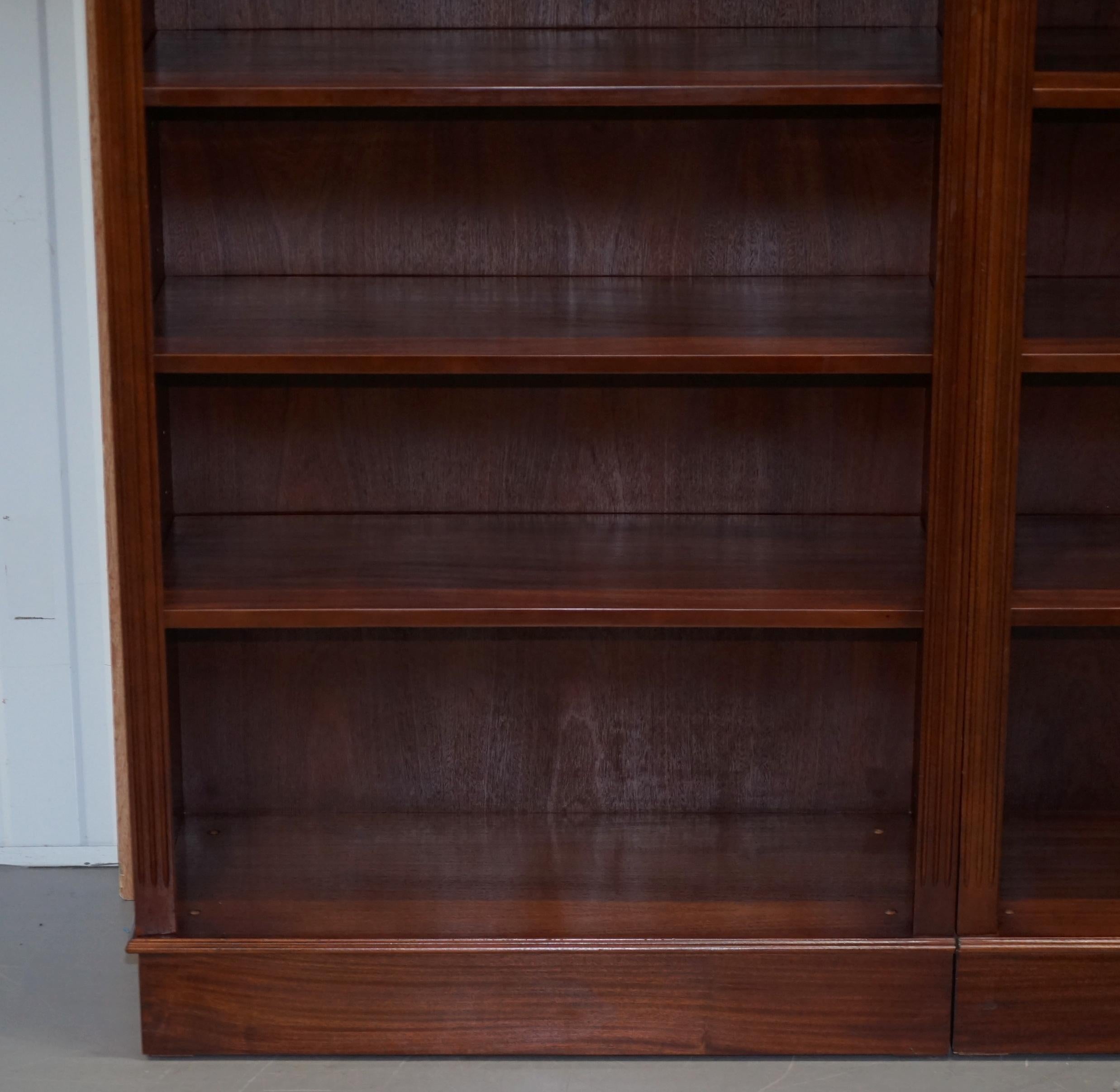 20th Century Stunning Flamed Mahogany Library Bookcase Splits into Two for Ease of Transport