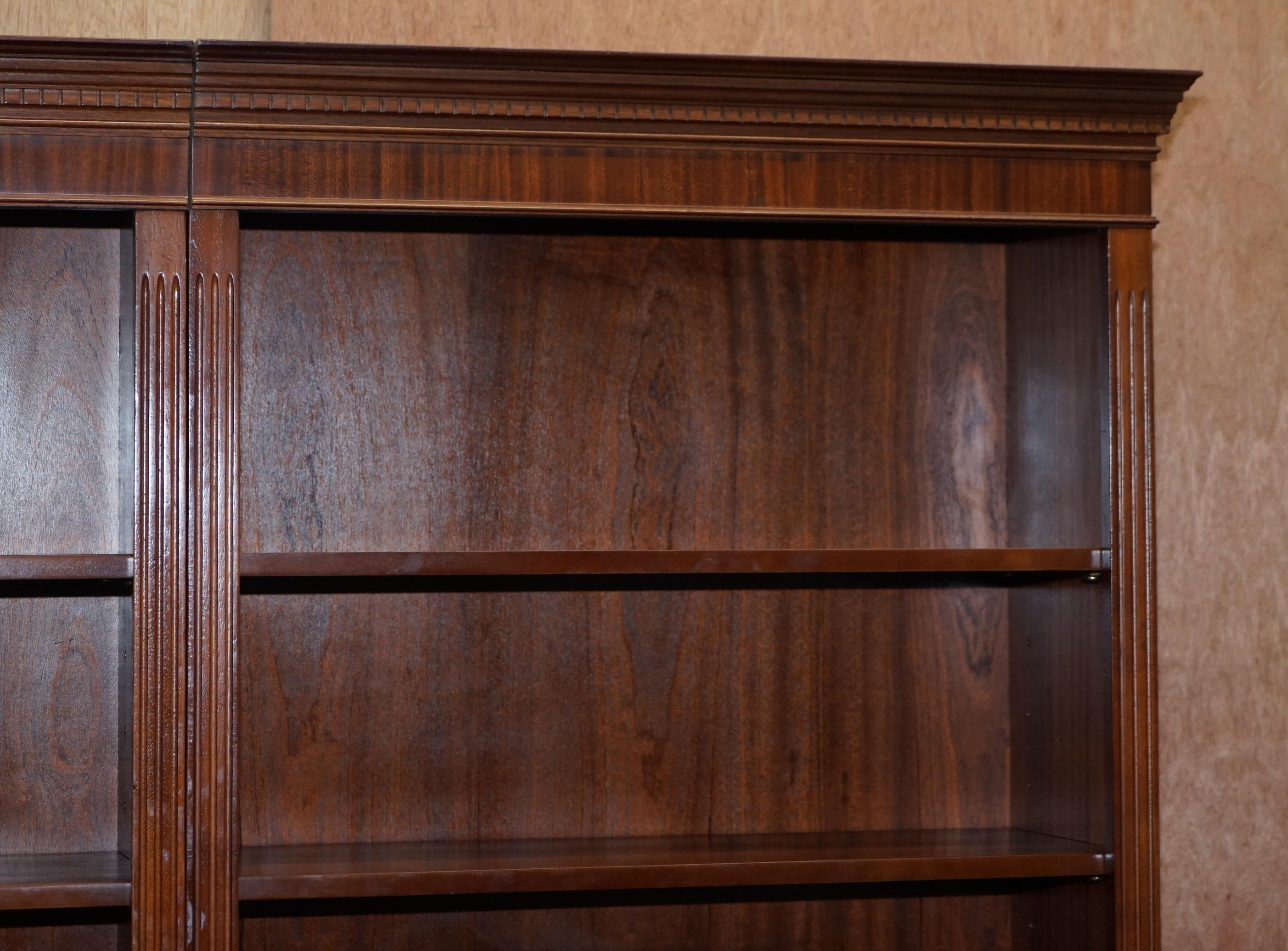 Stunning Flamed Mahogany Library Bookcase Splits into Two for Ease of Transport 2