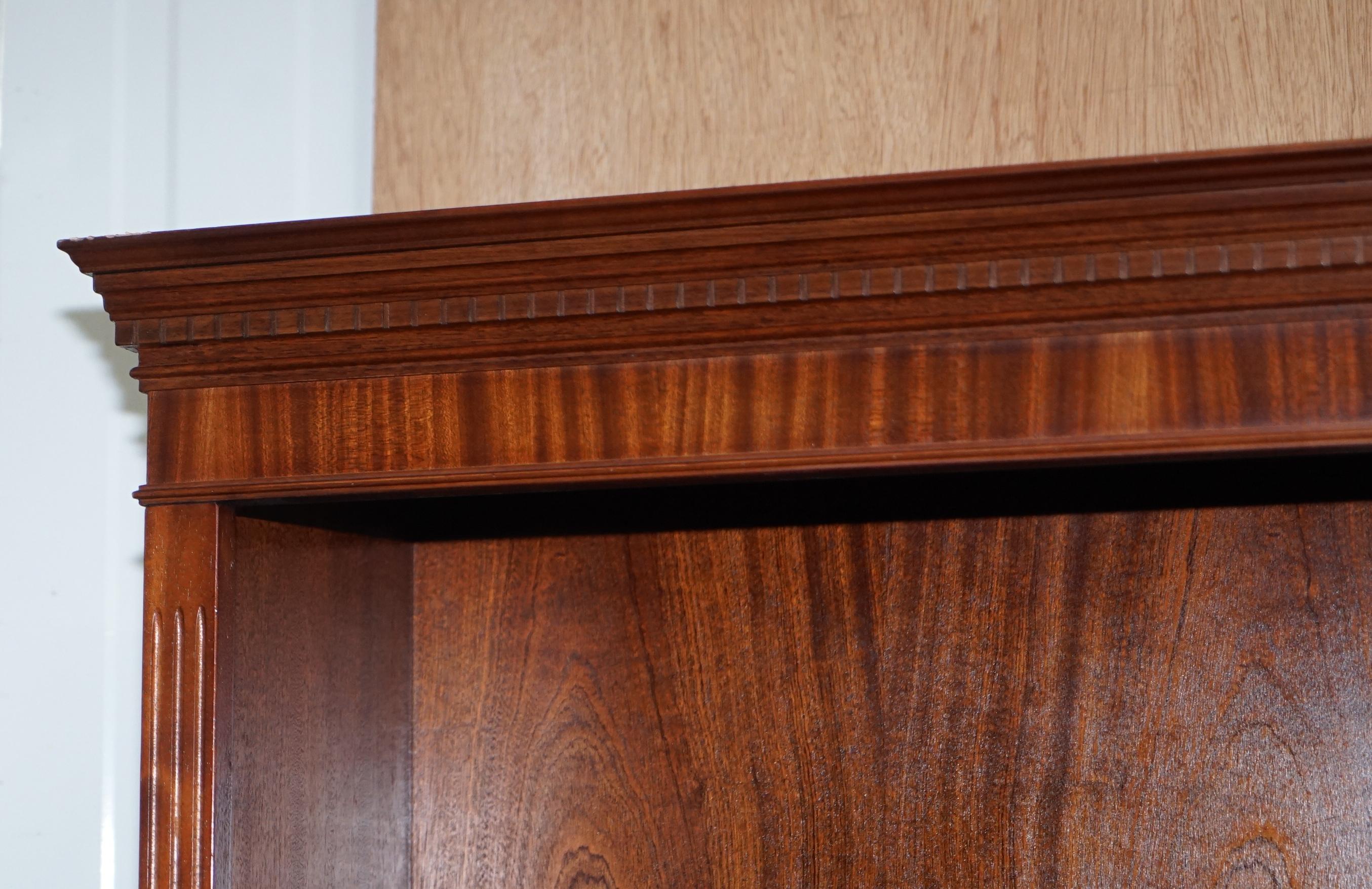 Stunning Flamed Mahogany Library Bookcase Splits into Two for Ease of Transport 3