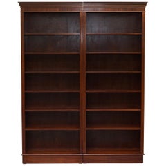Vintage Stunning Flamed Mahogany Library Bookcase Splits into Two for Ease of Transport