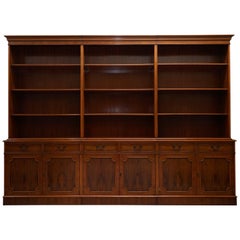 Stunning FLAMED YEW WOOD BRADLEY ENGLAND TRIPLE BANK LiBRARY BOOKCASE CUPBOARD