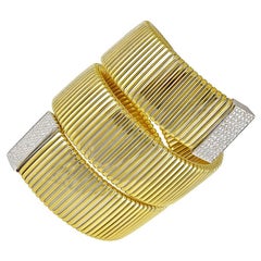 Tubogas Wrap-Around Gold Platinum Diamond Bracelet