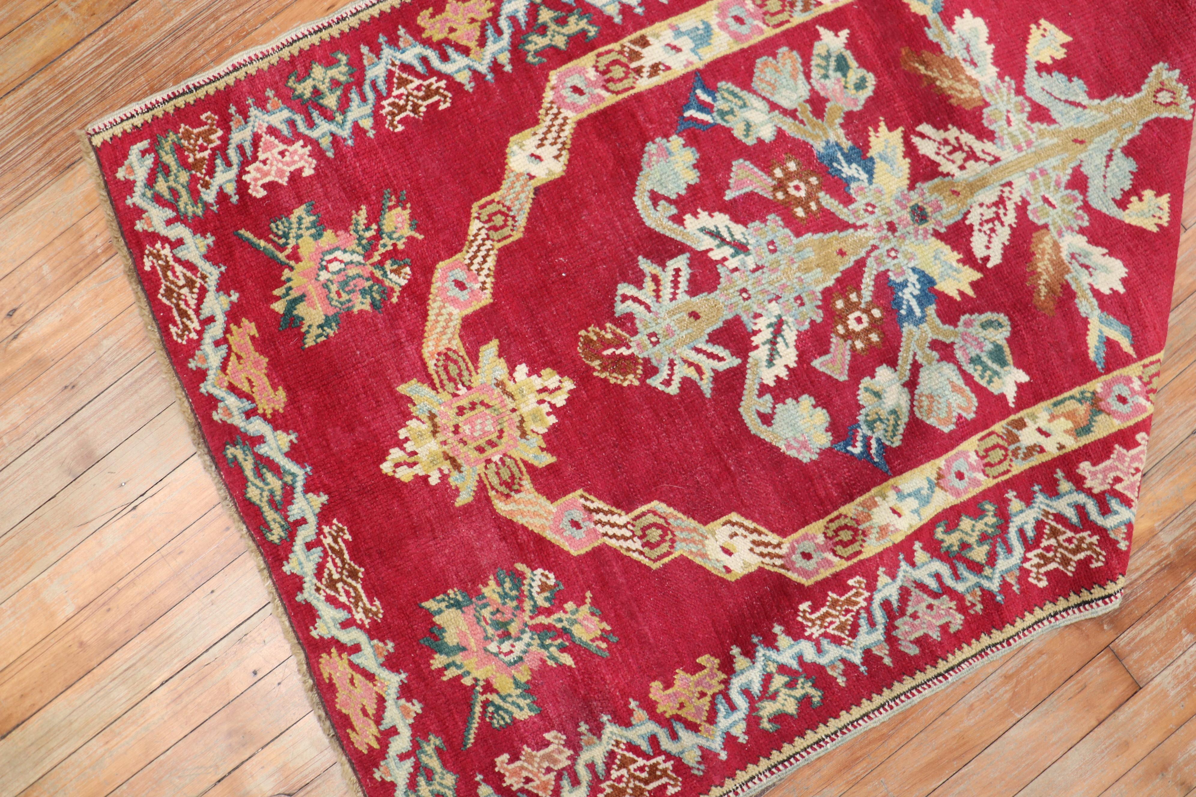 Romantic Stunning Floral Antique Turkish Ghiordes Rug For Sale