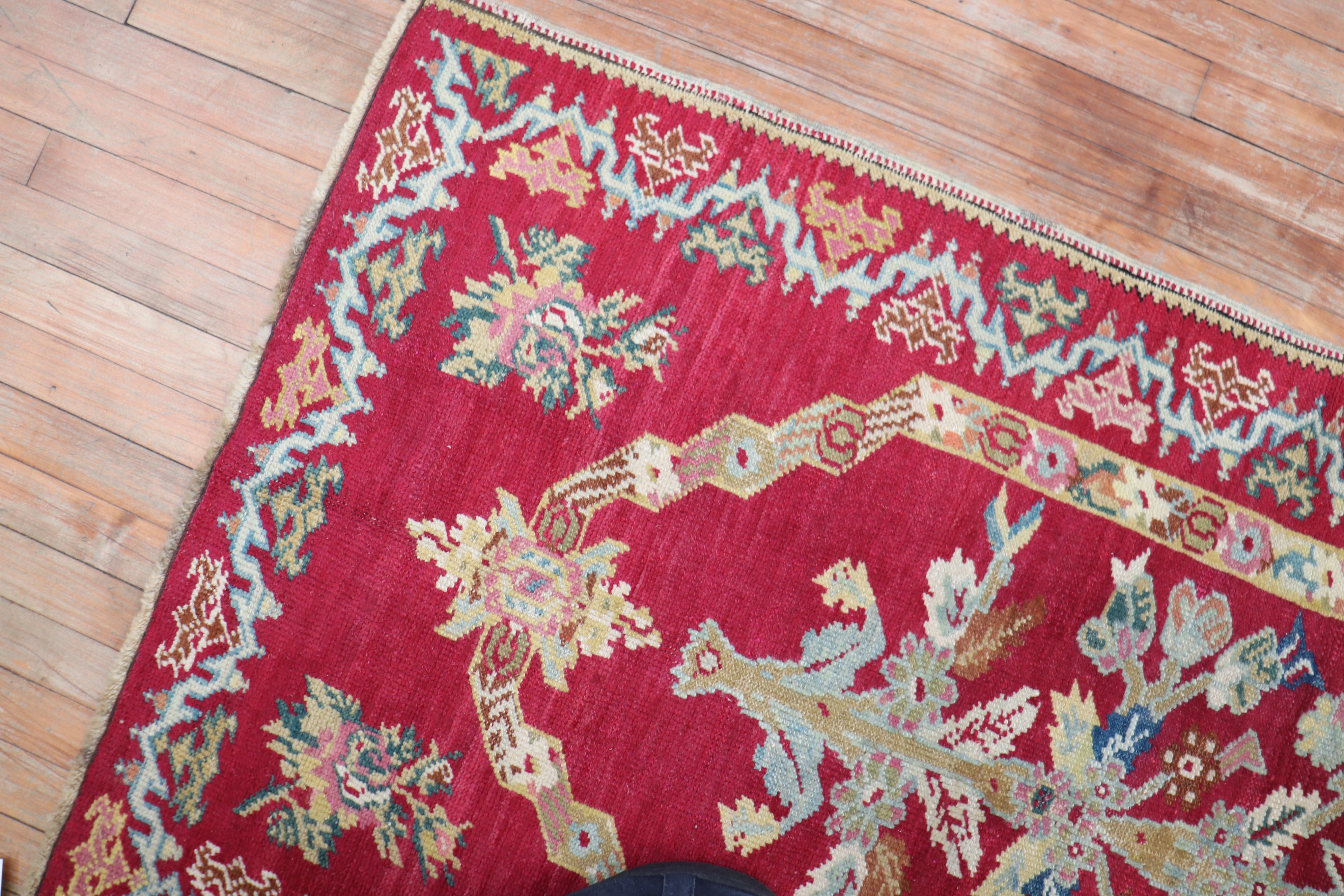 Hand-Woven Stunning Floral Antique Turkish Ghiordes Rug For Sale