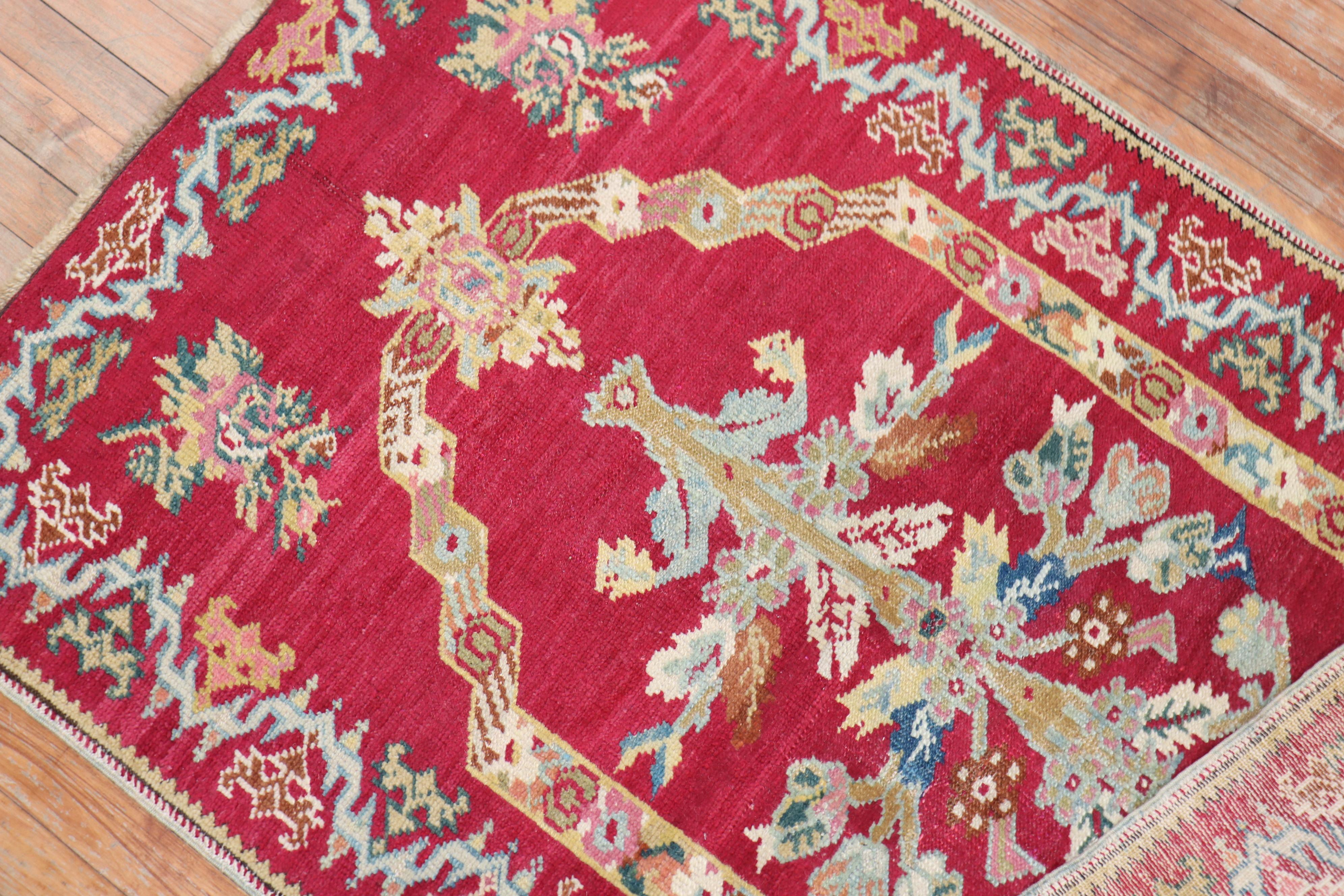 Wool Stunning Floral Antique Turkish Ghiordes Rug For Sale