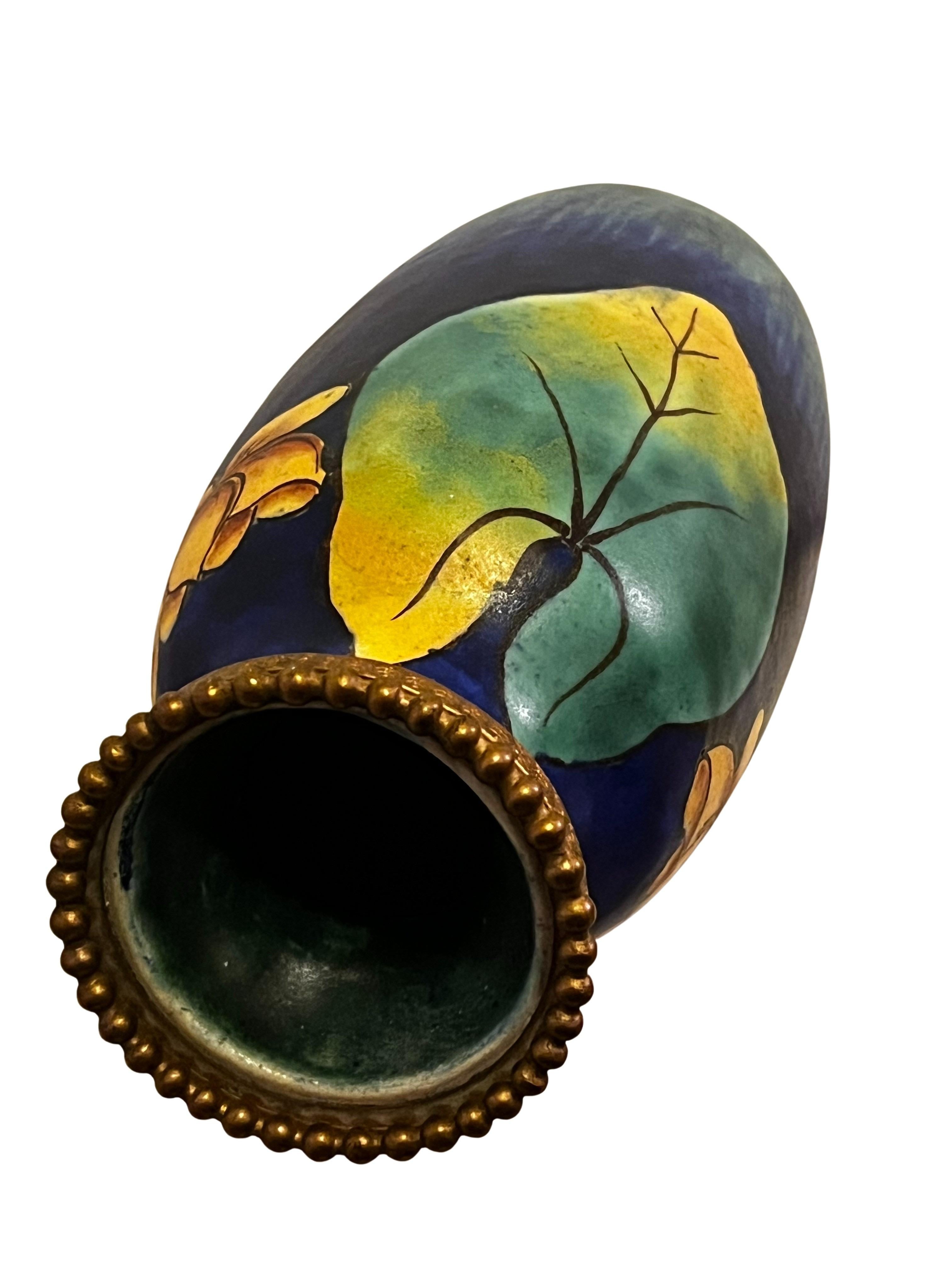 Stunning floral Art Deco vase, 1930, ceramic, Louis Dage, signed, Paris France 3