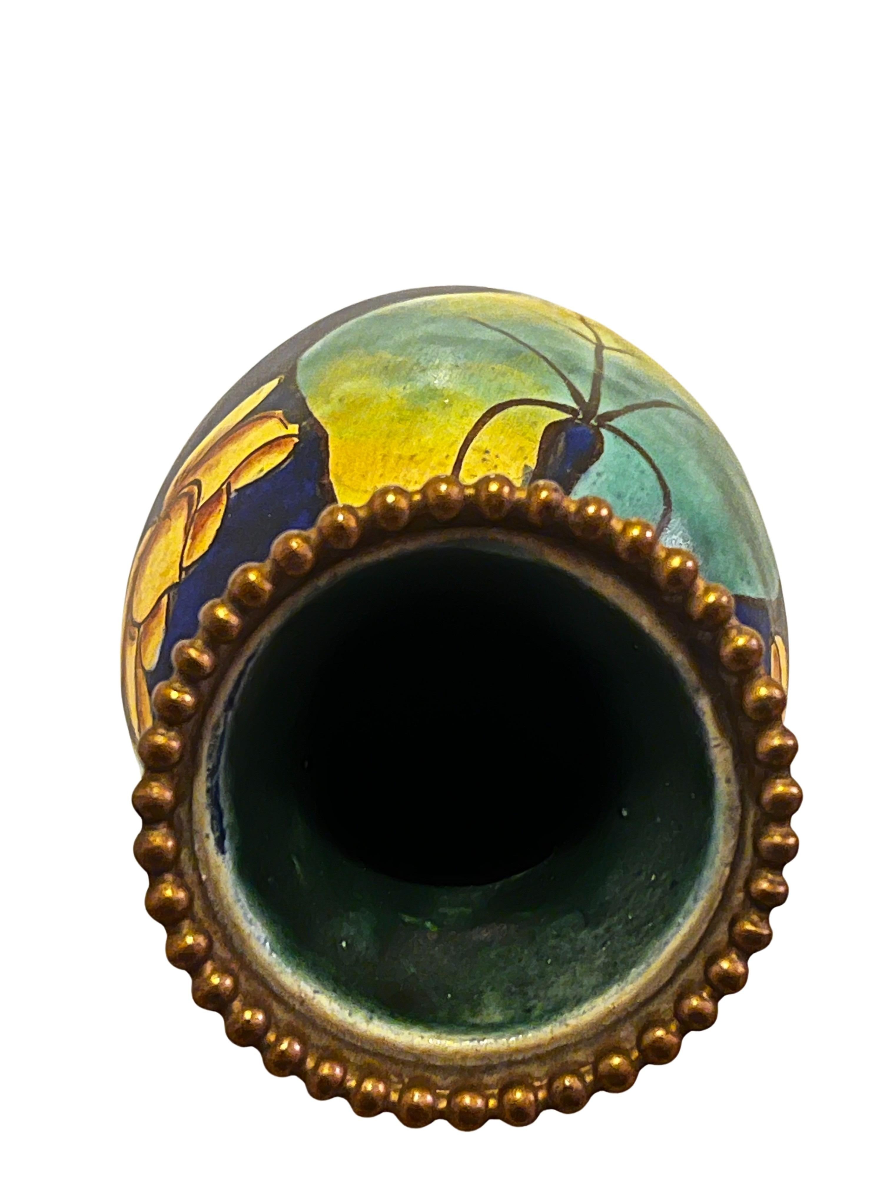 Stunning floral Art Deco vase, 1930, ceramic, Louis Dage, signed, Paris France 4