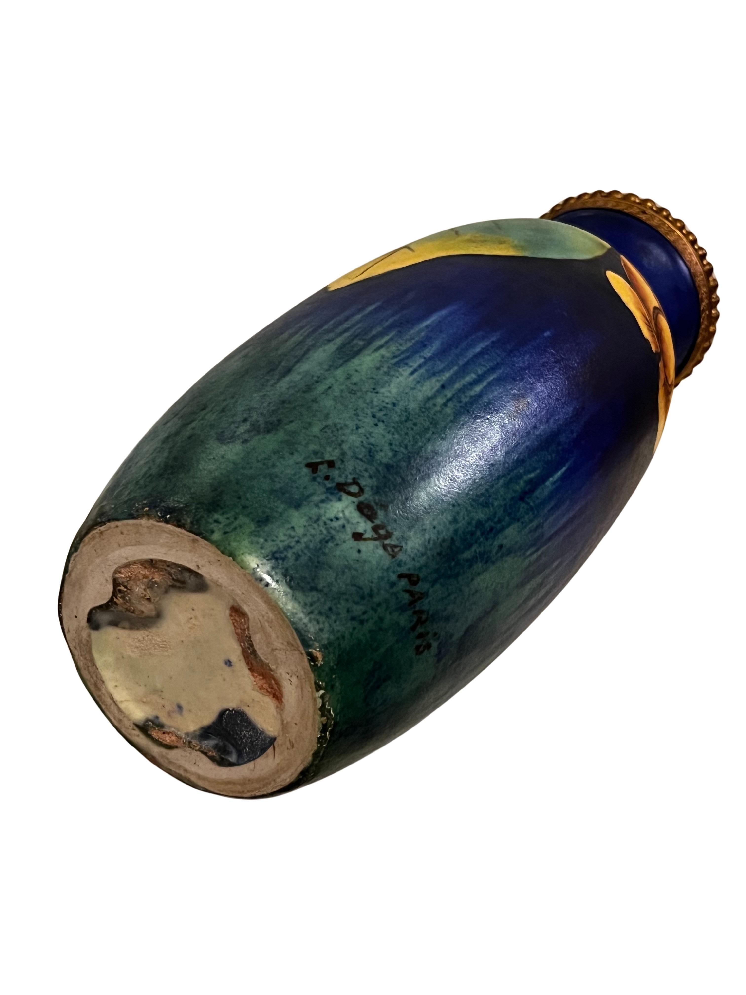 Mid-20th Century Stunning floral Art Deco vase, 1930, ceramic, Louis Dage, signed, Paris France