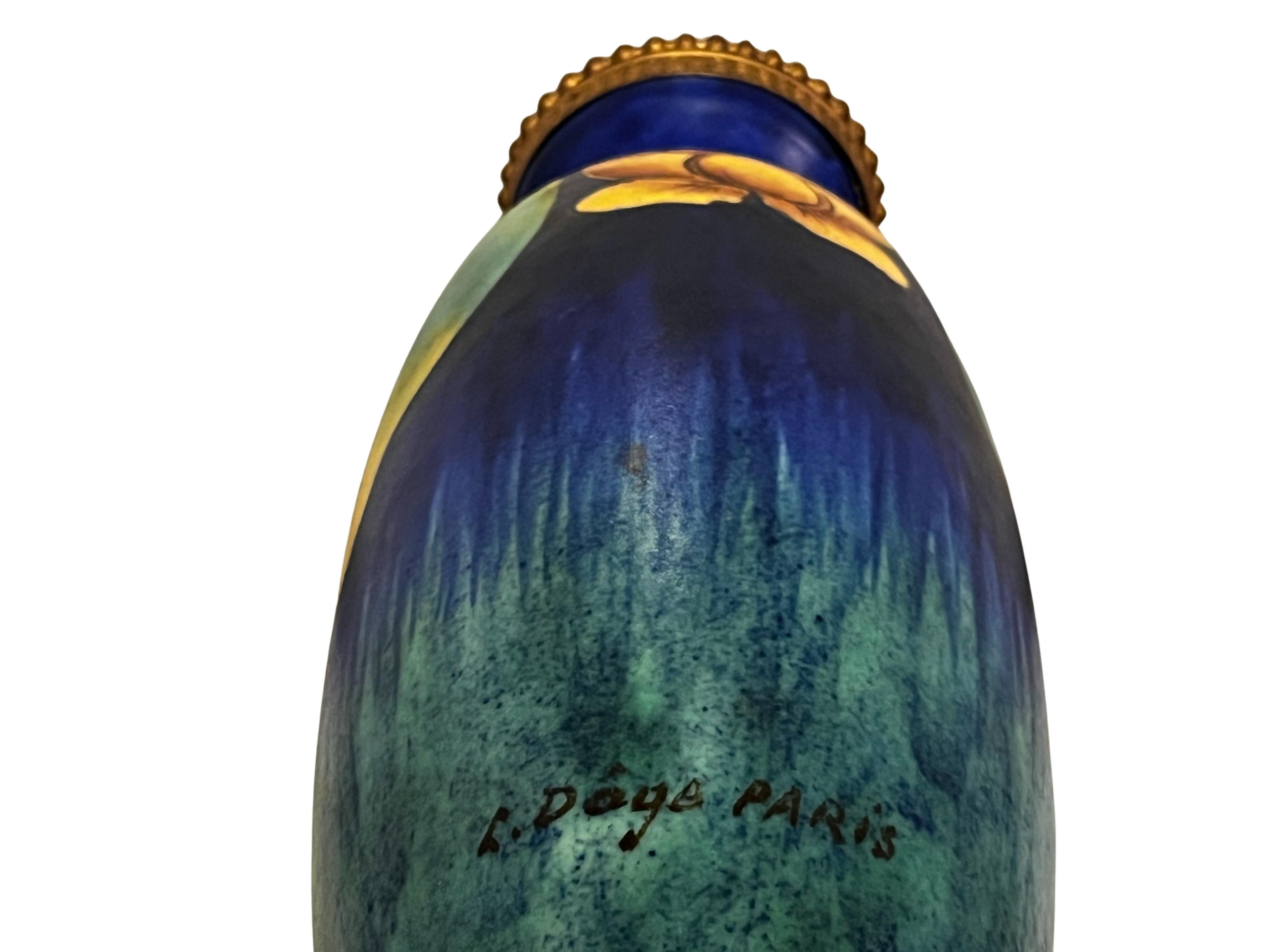 Stunning floral Art Deco vase, 1930, ceramic, Louis Dage, signed, Paris France 2