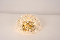 Stunning Floral Glass and Brass Sputnik Flush Mount, Germany, 1960s