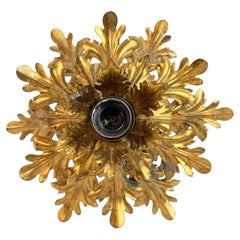 Atemberaubende Florence Style Flush Mount vergoldetes Metall, Deutschland 1960er Jahre