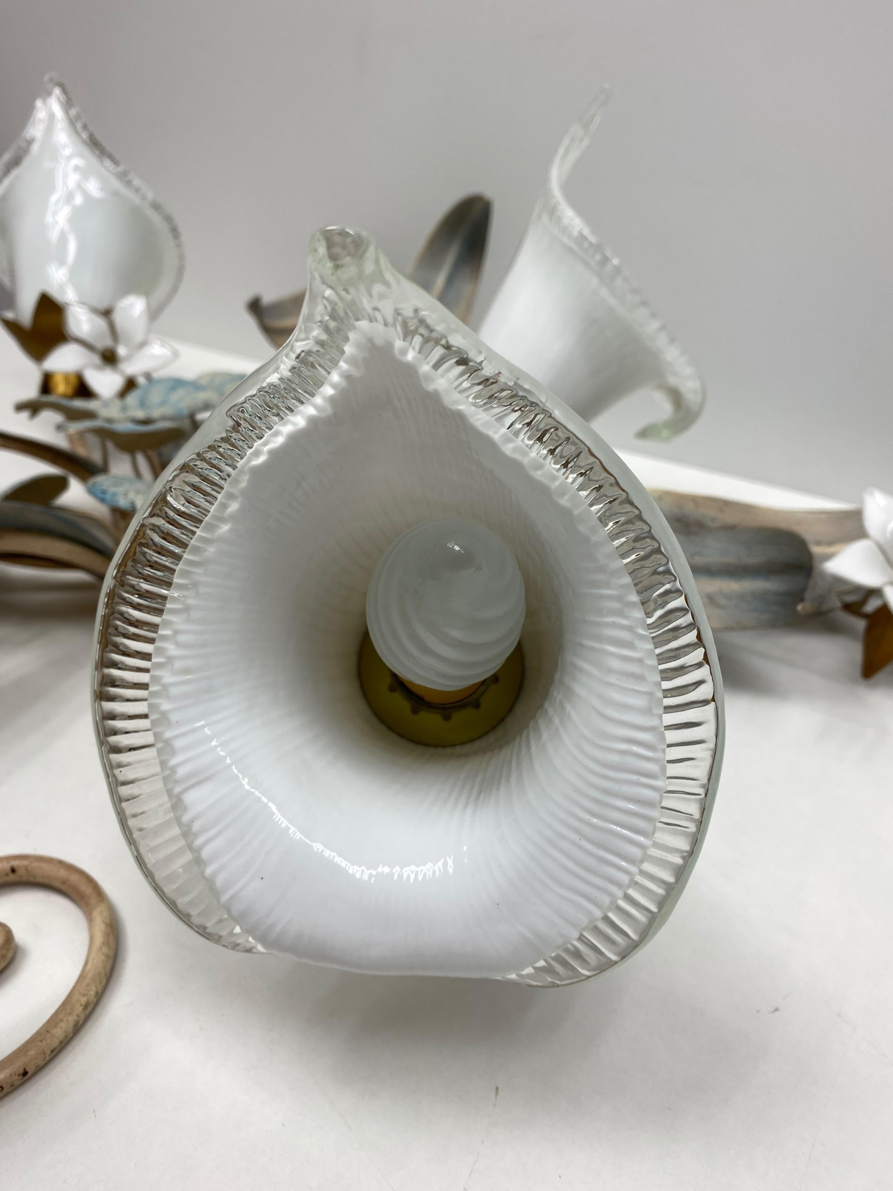 Late 20th Century Stunning Florentine Flower and Leaf Flushmount or Wall Light Vintage, Austria