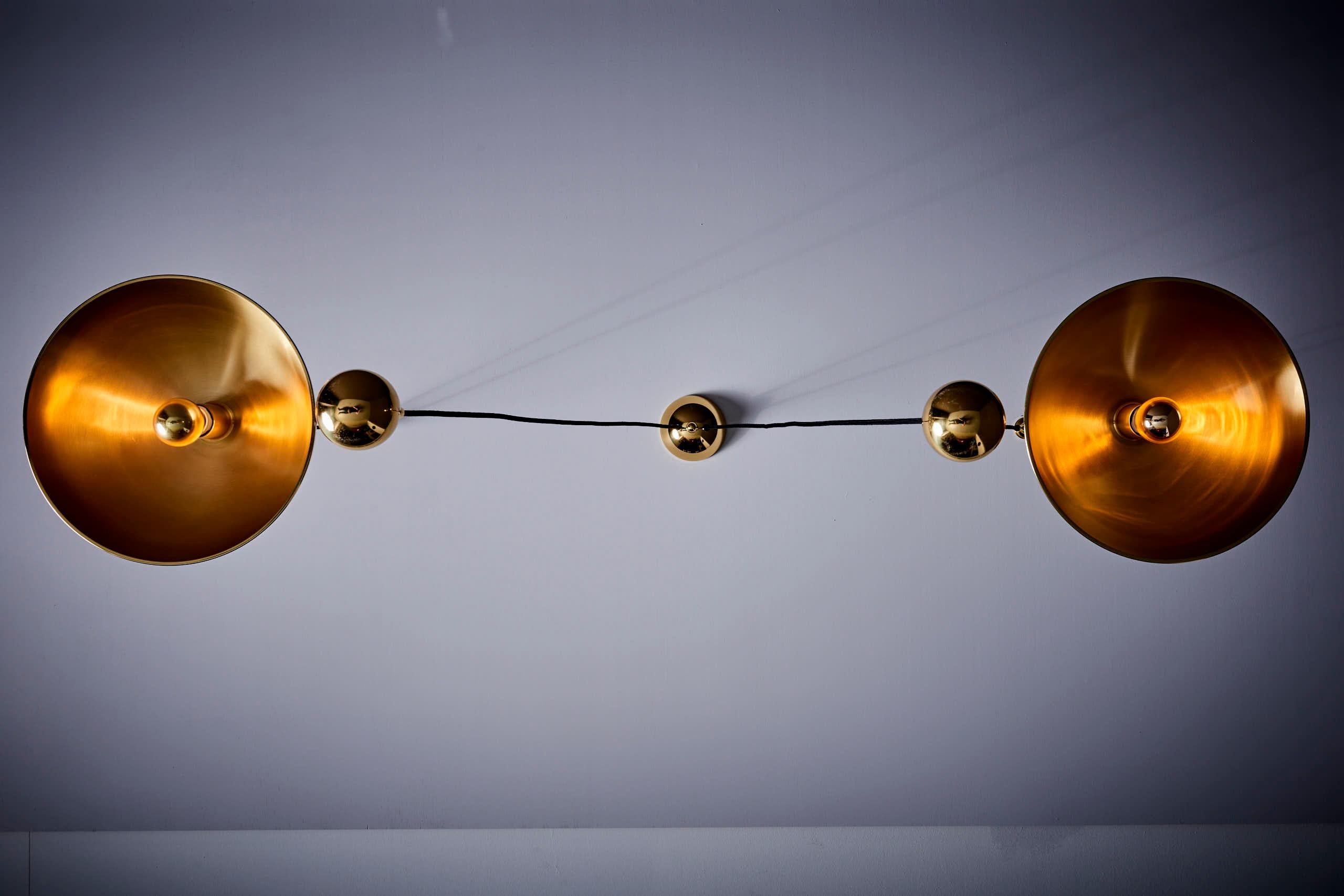 Stunning Florian Schulz Double Posa Brass Pendant Lamp with Side Counter Weights For Sale 5