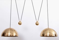Stunning Florian Schulz Double DUOS Brass Pendant Lamp with Side Counter Weights