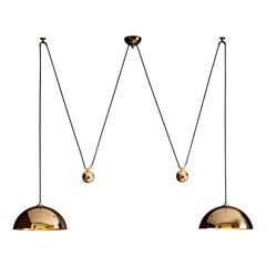 Stunning Florian Schulz Double Posa Brass Pendant Lamp with Side Counter Weights