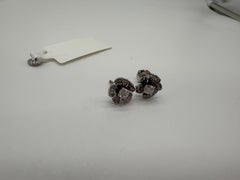 Stunning flower diamond earrings 14KT gold screw back safety backing