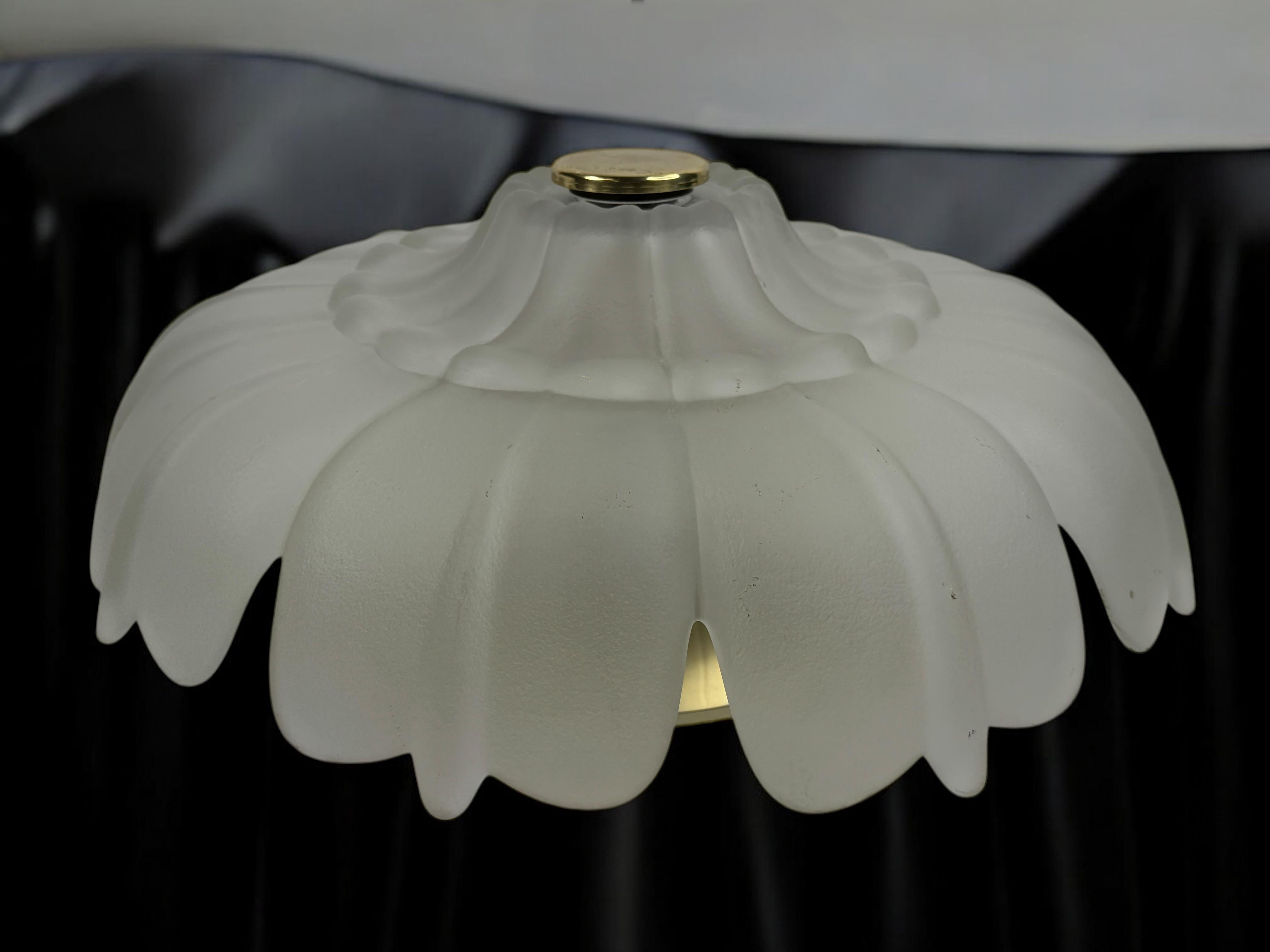 Superbe lampe de chasse en verre et laiton en forme de fleur, Allemagne, années 1970 en vente 7