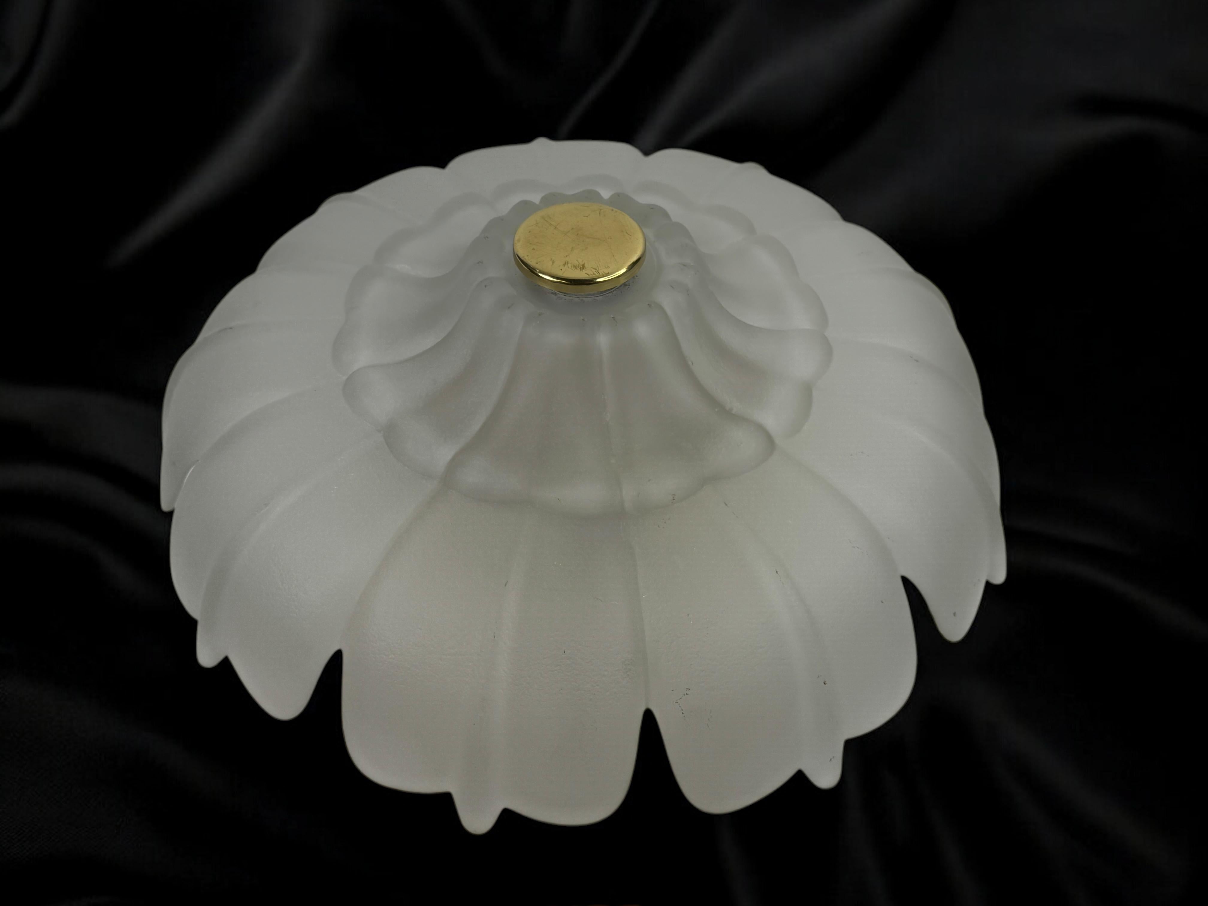 Superbe lampe de chasse en verre et laiton en forme de fleur, Allemagne, années 1970 en vente 9