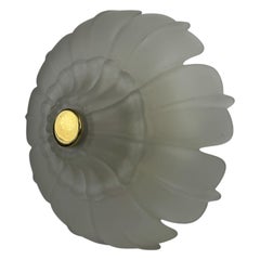 Stunning Flower Shape Glass & Brass Flush Mount, Germany 1970s
