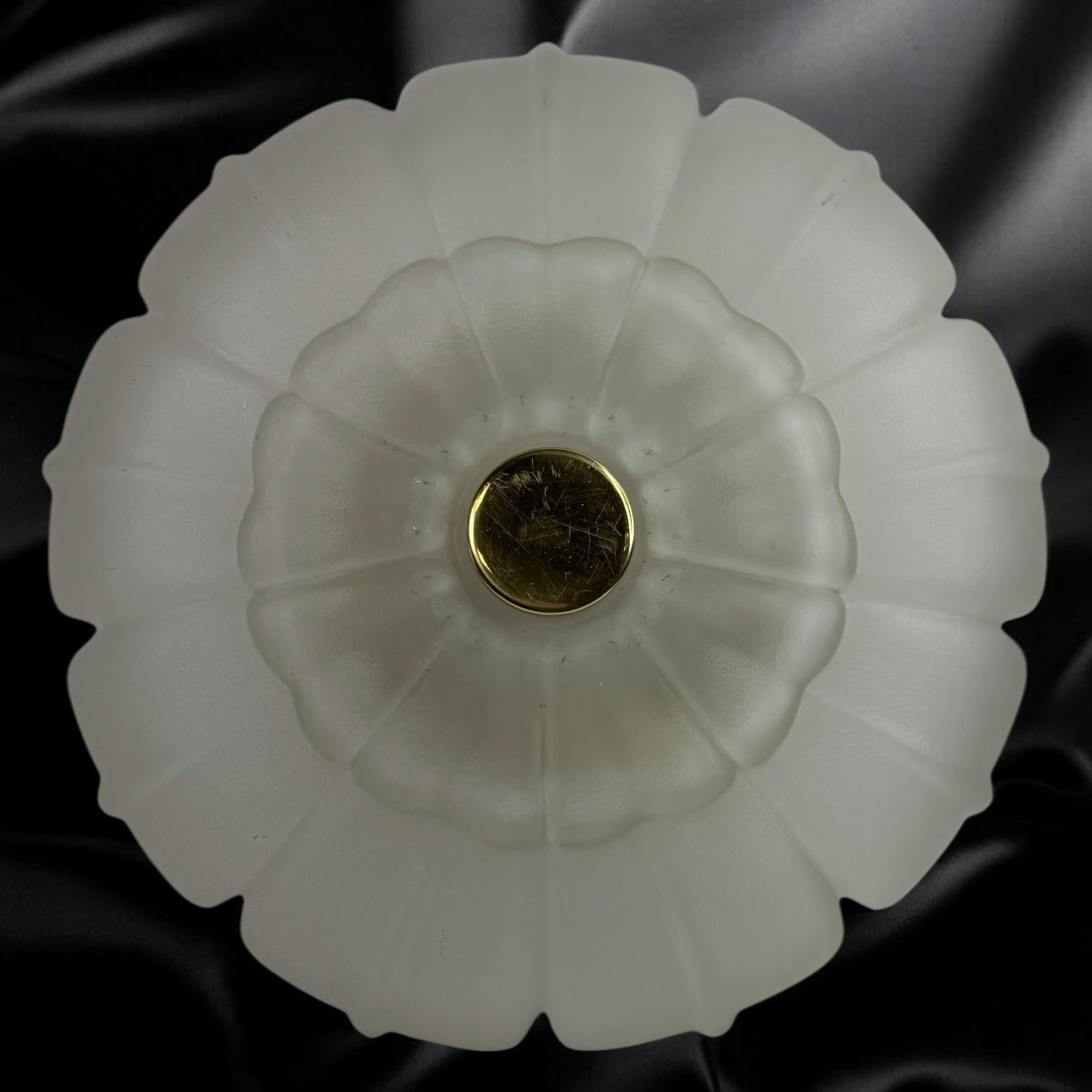 Superbe lampe de chasse en verre et laiton en forme de fleur, Allemagne, années 1970 en vente 2