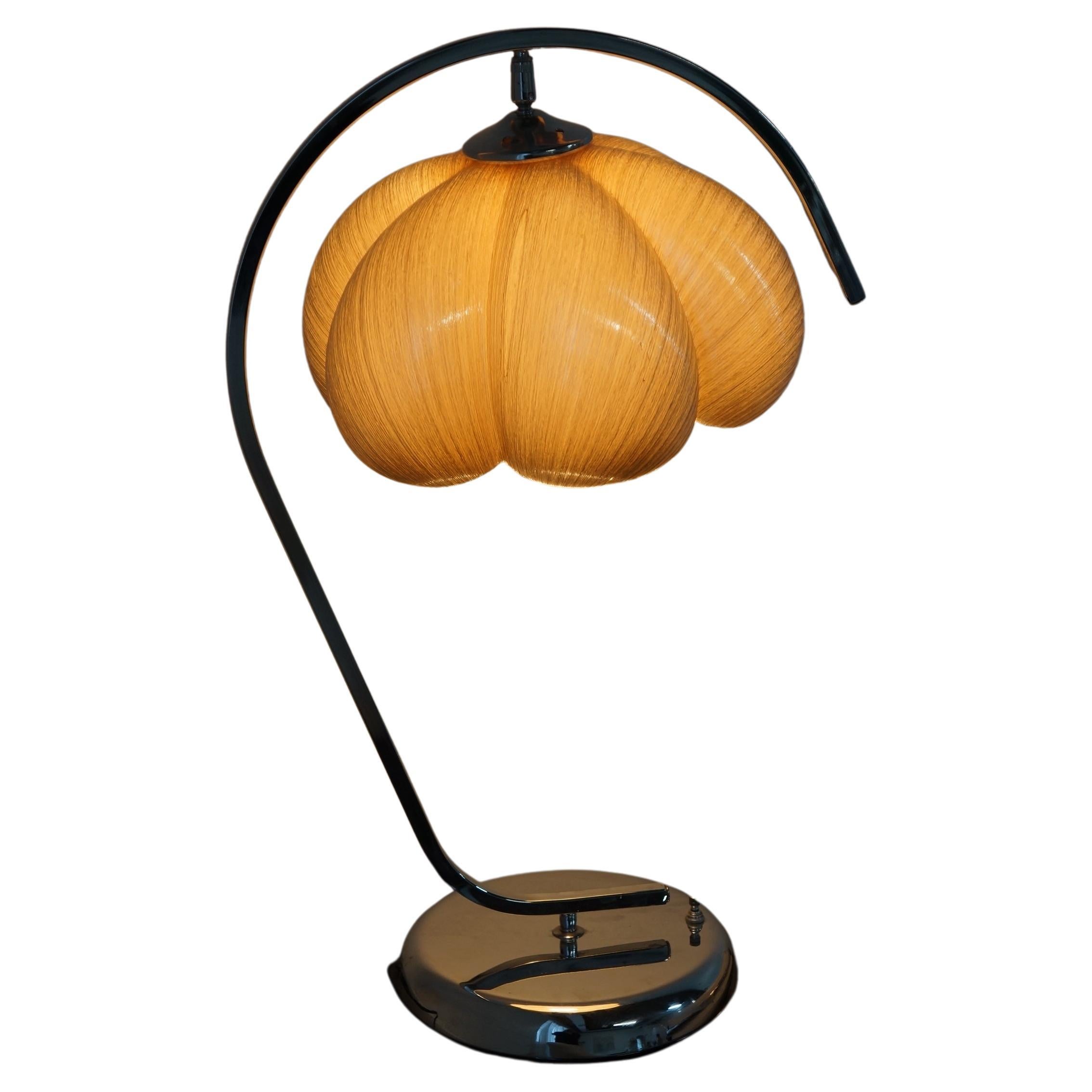 Stunning Flower Shaped Fiberglass and Chrome Table Lamp